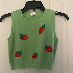 SHEIN Strawberry Cropped Sweater Vest